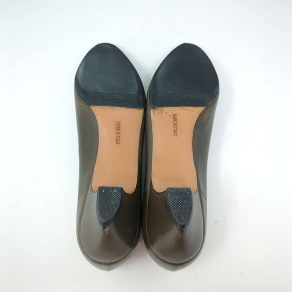 Vintage Ferragamo Pumps 7 Green Leather Heels - Picture 9 of 12